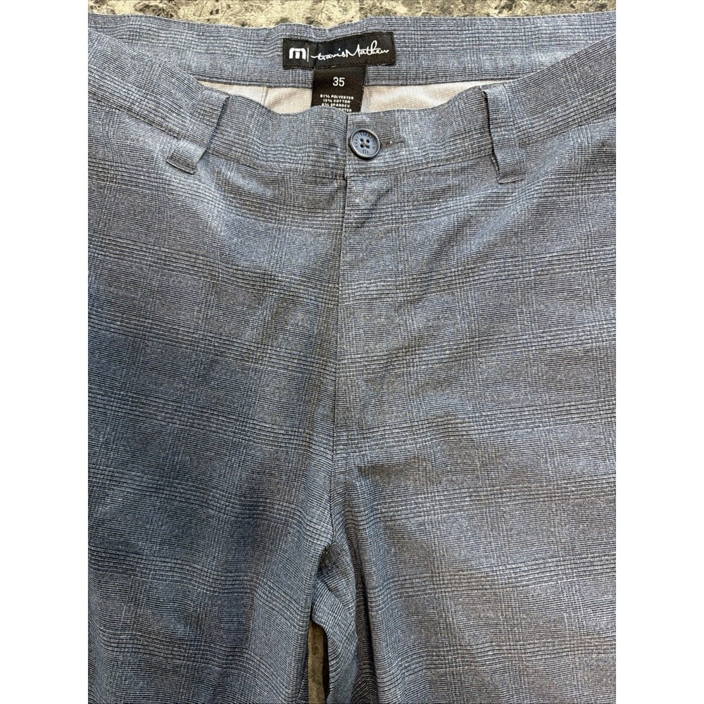 Travis Mathew Grommet‎ Golf Shorts Men's 35 Navy Blue Glen Plaid Pattern 1MW830